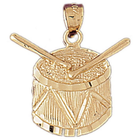 14K Yellow Gold Snare Drum Pendant - 23 mm
