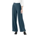 thumbnail image 2 of UQJfacai Dress Pants Women Wide Leg Pull On Stretchy Work Pants High Waisted Pleated Flowy Business Casual Trousers with Pockets, 2 of 7