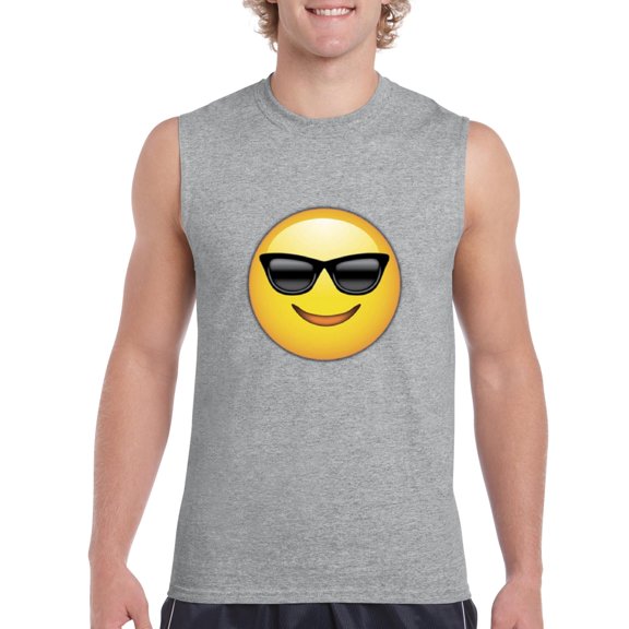 Normal is Boring - Men's Graphic T-Shirt Sleeveless, up to Men Size 3XL - Emoji with Sunglasses