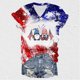 thumbnail image 1 of Fiudx Ofertas de La Semana Blusas Informales de Manga Corta con Cuello En V y Estampado a La Moda para Mujer, 1 of 5