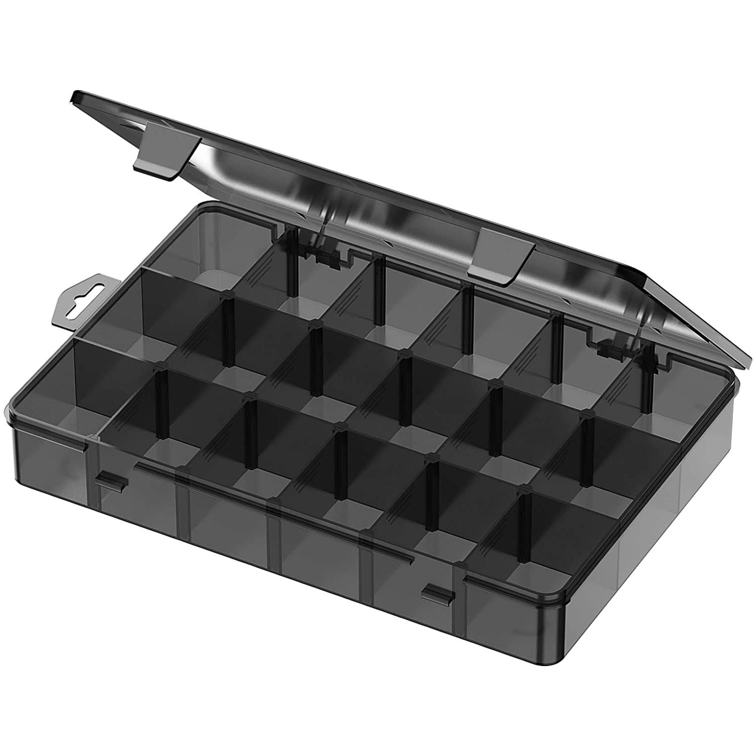 Plastic Organizer Box with Adjustable Dividers, 18 Compartment