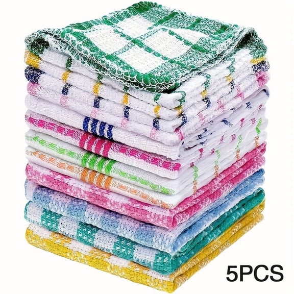 5 pieces of 11 inch square multifunctional dishwashing cloths, absorbent non stick kitchen cloths - thick and durable dishwashing towels - random colors