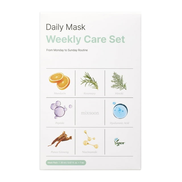 Set de cuidado semanal Sheet Mask Mixsoon Daily Mask, 1 paquete de 7 unidades