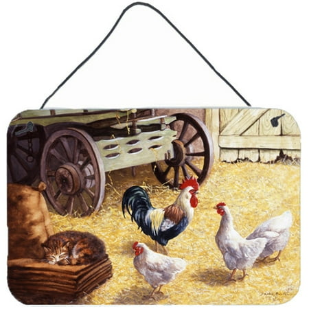Rooster Chicken Decor Caroline's Treasures Rooster and Hens Chickens in the Barn by Daphne Baxter Painting Print Plaque ()