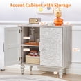 thumbnail image 6 of Vintage French Style Accent Cabinet with Storage, 30.7" Sideboard Buffet Cabinet with 2 Floral Carved Doors & Distressed Design, Hallway, Dining Room, Antique White 3PCS, 6 of 9