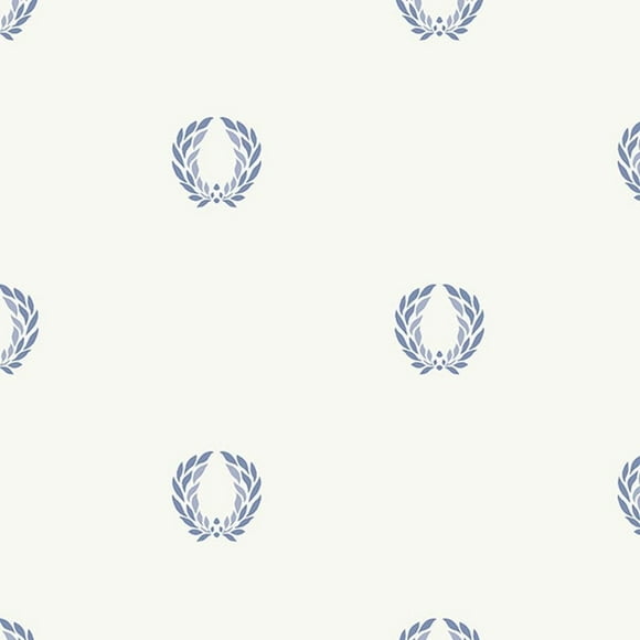Silk Impressions 2, Contemporary Floral White, Blue Wallpaper Roll