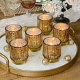 thumbnail image 1 of Set de portavelas Kate Aspen vintage de cristal dorado estriado, 1 of 7