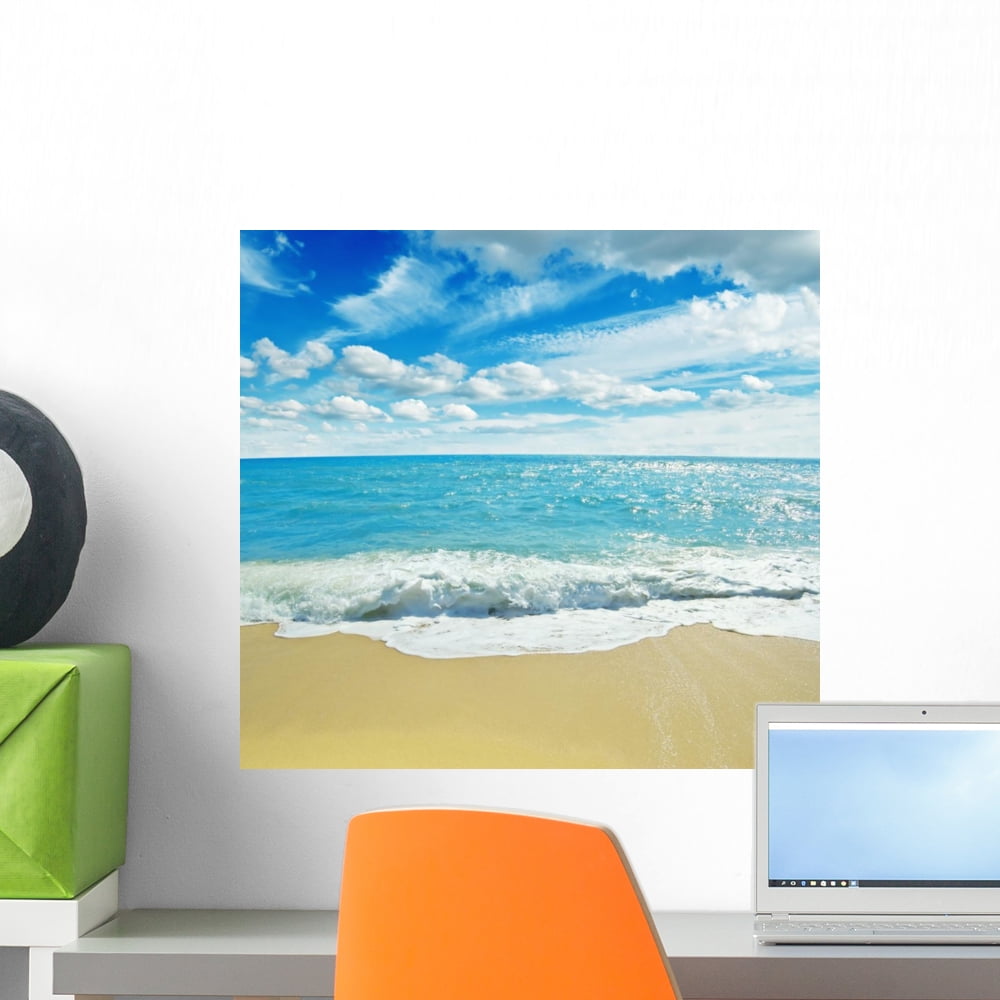 Tropical Beach Wall Decal By Wallmonkeys L And Stick Graphic 24 In W X 22 H Wm319204