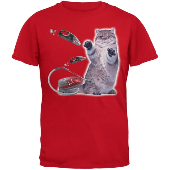 Galaxy Cat Vacuum Red Youth T-Shirt - Large(14/16)