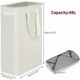 thumbnail image 3 of Slim Laundry Basket, Narrow Hamper with Handles, Collapsible Dirty Clothes Hamper, Tall Bin for Room, Dorm and Bedroom, 12.7 Gallons(48L) Beige, 3 of 7