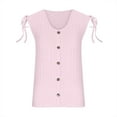 thumbnail image 5 of Womens Summer Tank Tops U Neck Sleeveless Tie Knot Strap Eyelet Cami Tee Shirts Solid Casual Button Down Tanks Blouses, 5 of 7