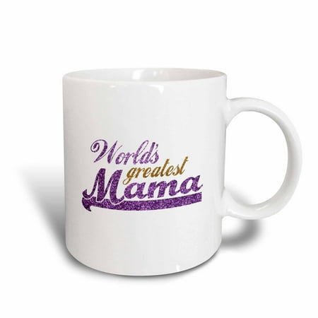 3dRose Worlds Greatest Mama - purple and gold text - Gifts for best moms - good for Mothers day - Ma - Ceramic Mug,