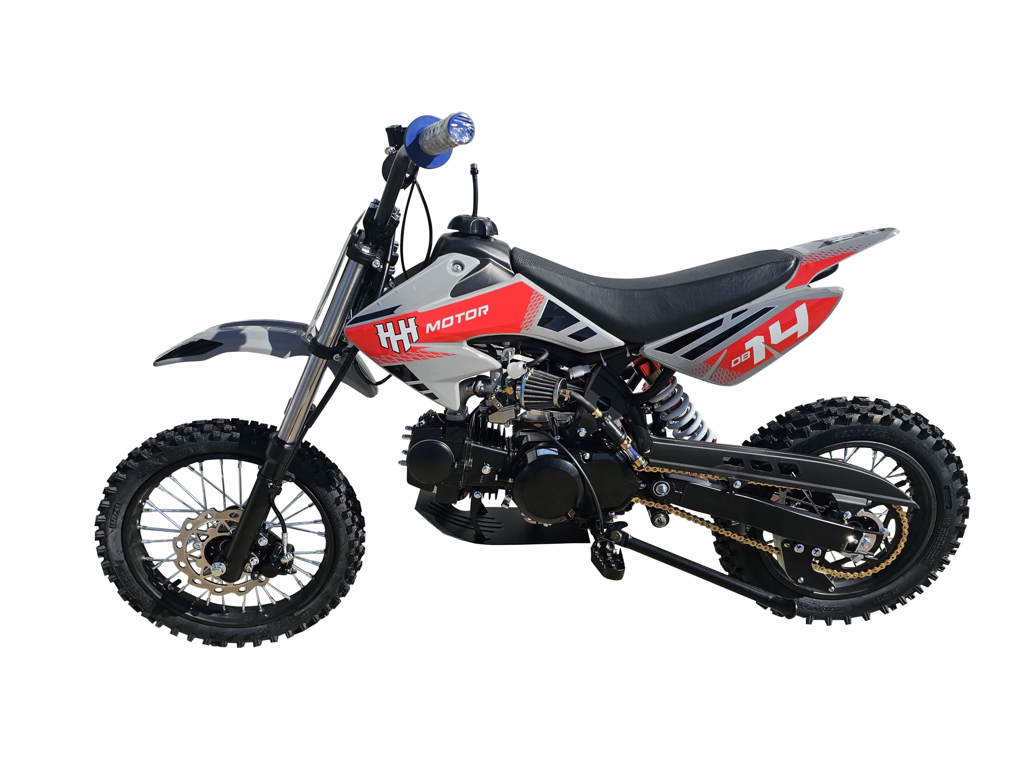 HHH DB-14 DLX 110cc Dirt Bike Fully Automatic Off Road Pit Bike Gas bike Dirt bike for youth (Red)