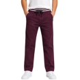 thumbnail image 2 of Boys Solid Casual Pull On Chino Pants Elastic Drawstring Waist Straight Leg School Uniform Trousers Kids Loose Fit Flat Woven Pants for Daily School Weekend Wear(Wine,15-16 Years), 2 of 9