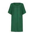 thumbnail image 3 of UTSJKR Women's Button Down Shirt Dress Short Sleeve Smocked 2024 Fashion Crew Neck Sundress Casual Loose Fit Vacation Flowy Beach Dress Green XL, 3 of 3