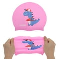 thumbnail image 5 of Unique Bargains 1 Pc Silicone Cartoon Dinosaur Swim Cap Pink, 5 of 6