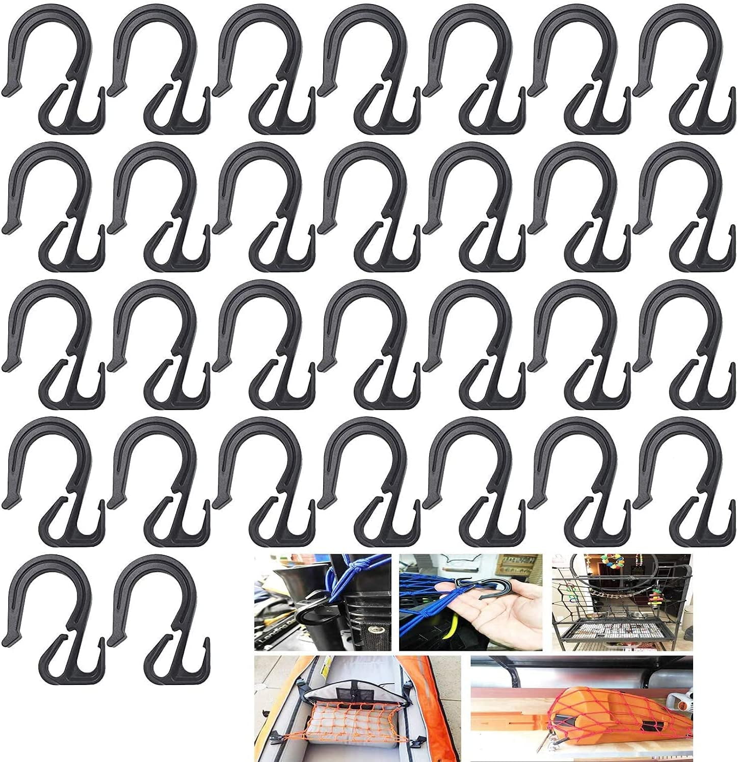 Pack of 30 Nylon Shock Cord Bungee Rope Hooks,Bungee Cord Cargo Net ...