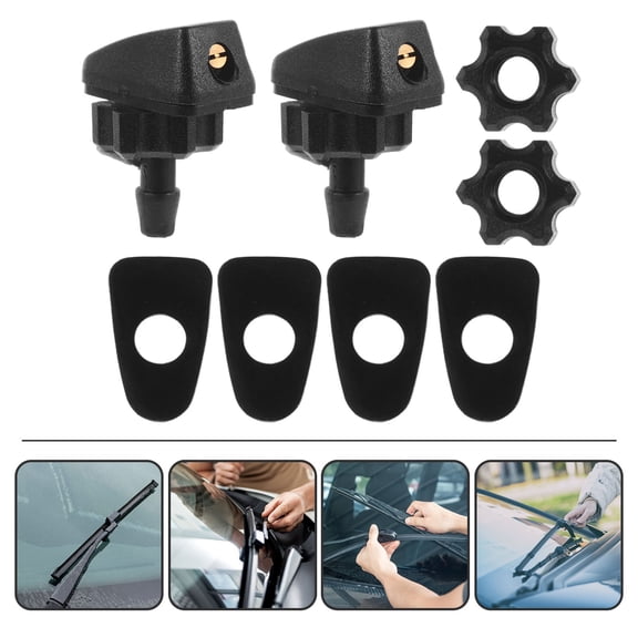 Houderco 2Pcs PP Fan-shaped Auto Windshield Washer Nozzles Water Spray for Vehicle Maintenance 1.2*0.8*0.4in