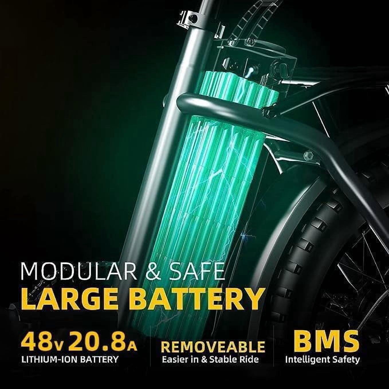 Cbvelo 1000W Folding Electric Bike, 48V 20.8AH Large Removable Battery E-Bike, 30+MPH, 80 Miles Max Range, 20" Fat Tire Electric Bike for Adults, Adult Electric Bicycles for Commute