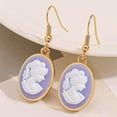thumbnail image 5 of Vintage Cameo Dangle Drop Earrings for Women Gold-Toned Resin Baroque Embossed Victorian Silhouette Danging Statement Earring Lightweight Fish Hook Retro Boho Halloween Jewelry for Friends, 5 of 12