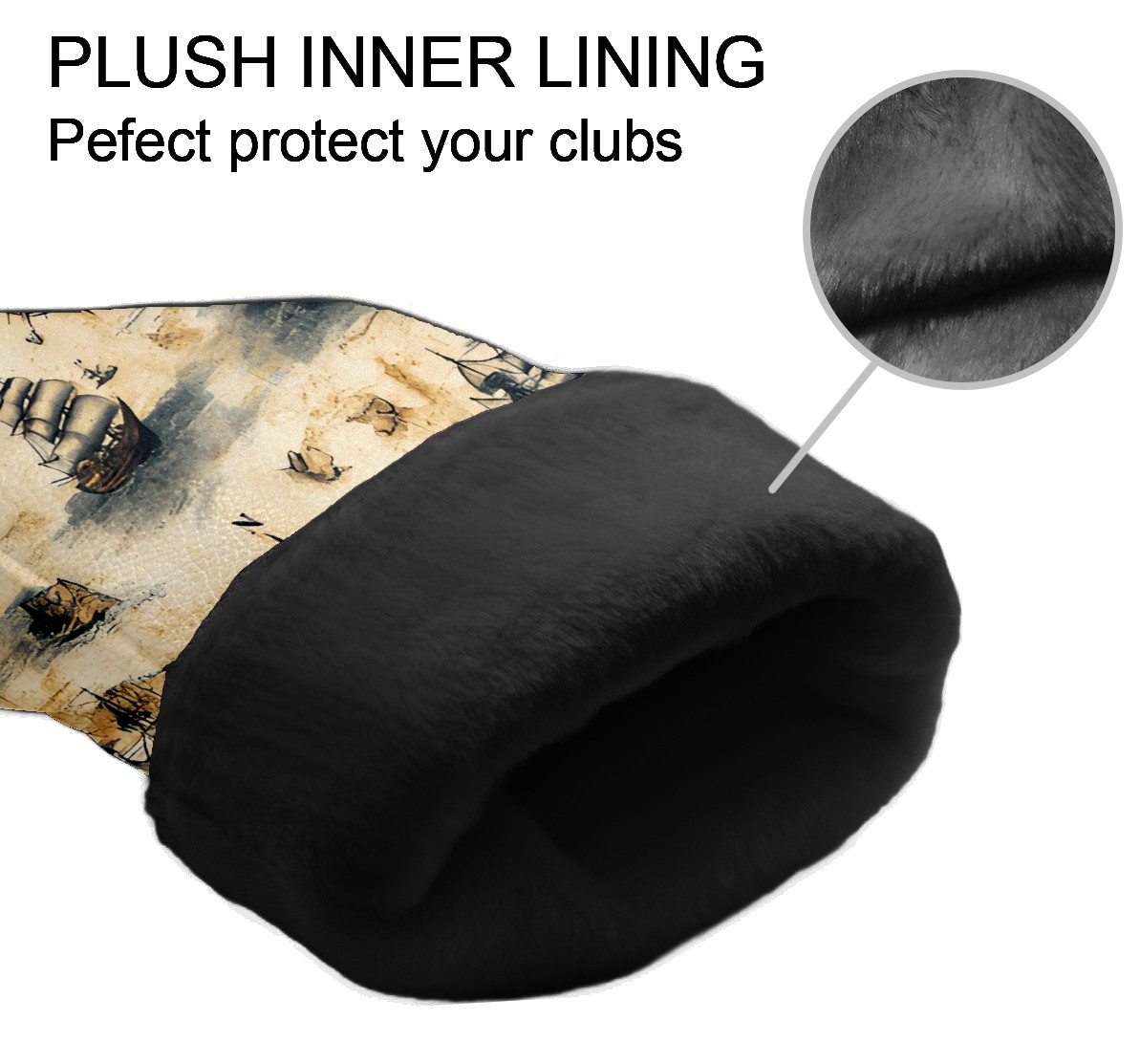 Golf Club Covers, Brown Vintage Sailing Premium PU Leather Driver Hybrid Putter Head Covers with Velvet Lining, Waterproof Golf Gifts for Men Women