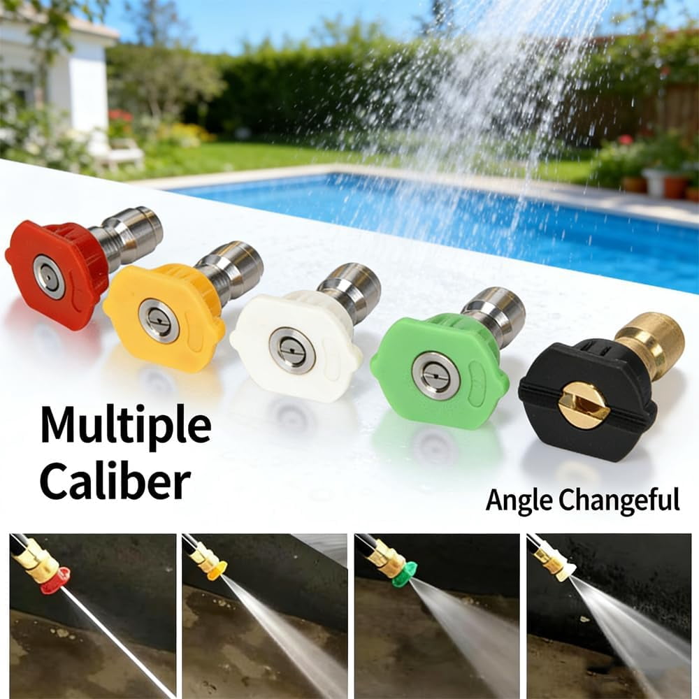 2-in-1 High-Pressure Car Washer Nozzle Accessories, Leak-Proof Quick Connector with Smooth Switch Valve, Foam Cannon & Spray Gun Adapter, 1/4 Inch Quick Connect Pressure Washer Attachment (1Pcs)