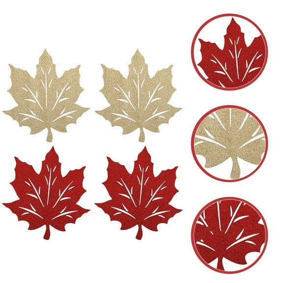 DRAFIDEEP 4Pcs Autumn Table Mats Red And Golden Square Shape With Thanksgiving Design For Kitchen Use
