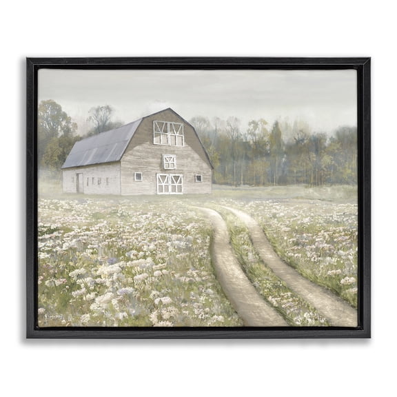 Stupell Industries Wildflower Delight Barn Black Framed Floater Canvas Wall Art, design by Amber Sterling