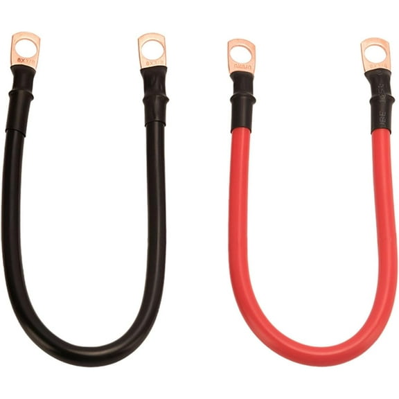 "Eurobike 12-Inch Battery Cable Set, 6 AWG, 3/8"" Lugs, Black & Red, For Motorcycle, Automotive, Marine, Solar, ATV, RV"
