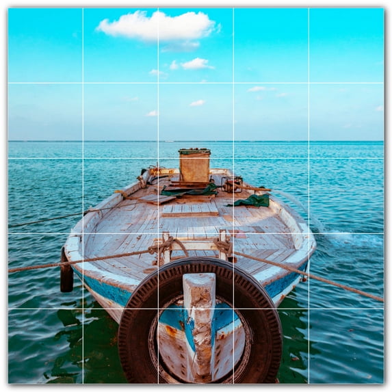 Picture-Tiles.com: Boat Ceramic Tile Wall Mural WAL500236-55M. 30"W x 30"H using (25) 6" x 6" Ceramic Tiles-Satin Finish