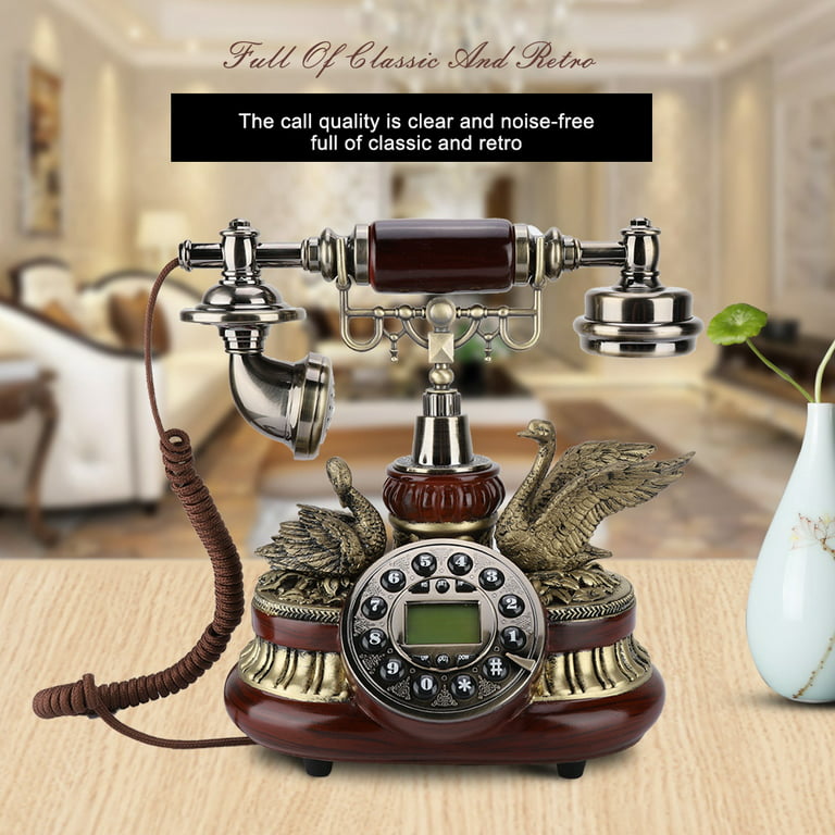 Tebru Retro Vintage Telephone, Antique Home Telephone,Vintage Retro  Telephone Rotary Dial Antique Landline FSK/DTMF Office Home Auto IP 