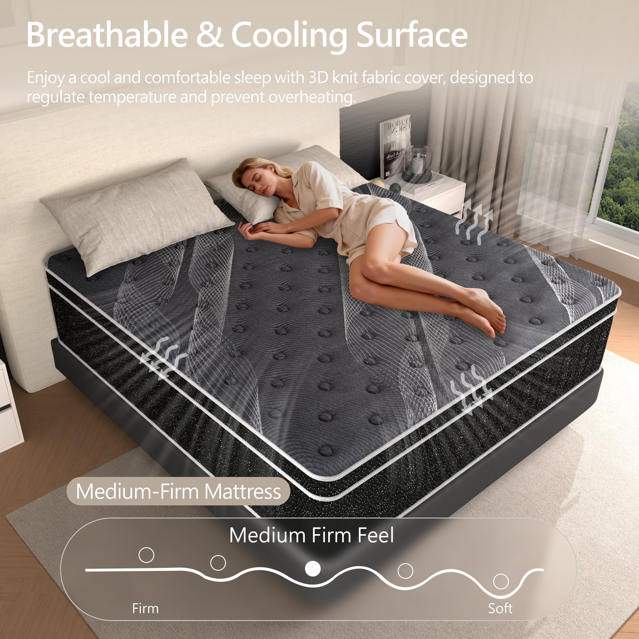 Doudter 12 Inch Queen Mattresses, Memory Foam Hybrid Mattress in a Box with Individual Pocket Spring, Pressure Relief & Motion Isolation & CertiPUR-US