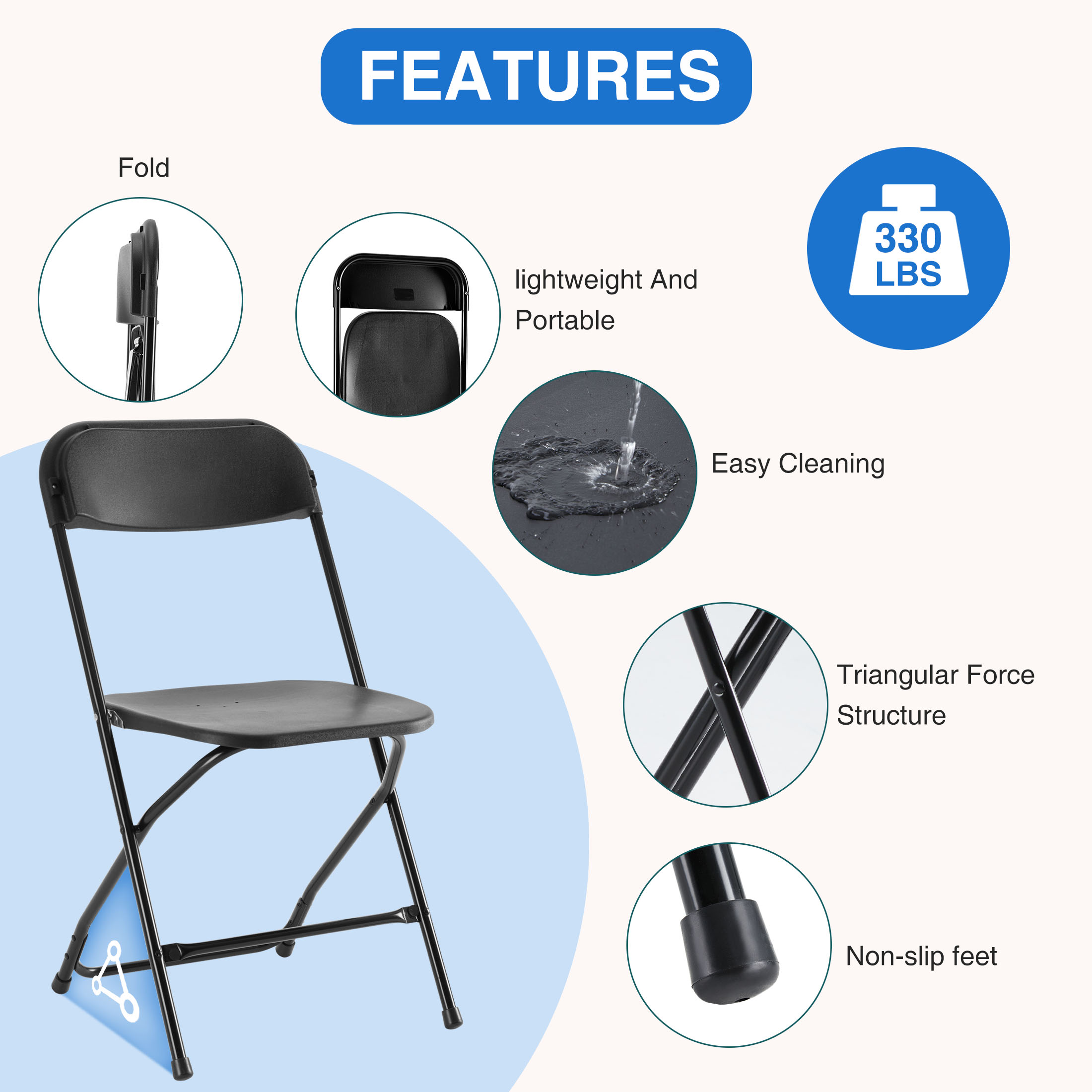 Edx 4-Pack Folding Chair, Black photo 4