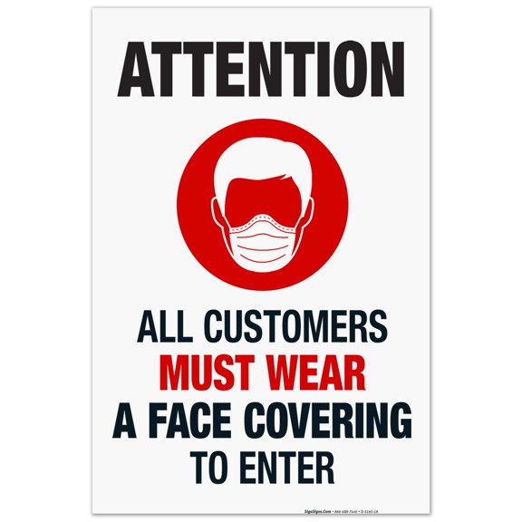 Face Mask Required Sign, 24x36 Corrugated Plastic