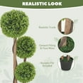 thumbnail image 4 of HOMCOM 35 Inch Artificial Boxwood Triple Ball Topiary Trees Set of 2, Green, 4 of 10