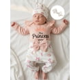 thumbnail image 4 of BemeyourBBs Preemie Newborn Baby Girls Hospital Going Home Outfits The Princess Has Arrived Letters Print Long Sleeve Romper Elastic Waist Pants Headband Hat Set Infant Baby Girl Clothes, 4 of 9