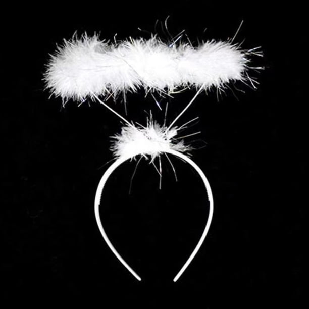 Diadema De Halo ángel Blanco Con Plumas – Accesorio Para Halloween, Navidad, Carnaval Y Cosplay, Talla única Para Adultos Y Niños