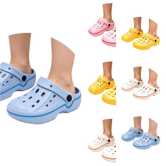 XIYON Kids Boys Girls Summer Slippers Soft Sole Non Slip Closed Toe Hollow Out Solid Color Lightweight Breathable Shoes For Casual Daily Wear,Pink,6-7 Years