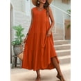 thumbnail image 4 of Prettady Womens Summer Dresses Sleeveless Maxi Dress V-Neck Casual Flowy Tiered Sundresses Orange Color XXL, 4 of 8
