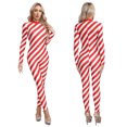 thumbnail image 3 of Disfraz navideño de bastón de caramelo para mujer, traje de gimnasia y ballet, mono leotardo de baile para patinaje artístico, mono con cremallera trasera, 3 of 5