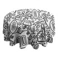 thumbnail image 4 of Black White Football Elements Pattern Round Tablecloth 60"x60",Wrinkle Wipeable Table Cloth for Kitchen Dining Room Picnic Patio Party, 4 of 6