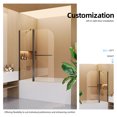 thumbnail image 2 of Aukfa 43"W x 58"H Pivot Door Frameless Tempered Glass Tub Door, Sliding Bathtub Door with Heat Soaking Process, Black, 2 of 7