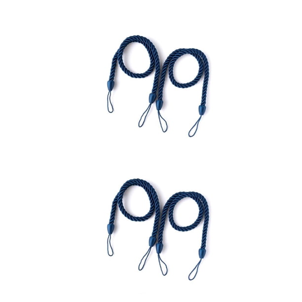 Advancent 2 piezas de cortina de Hotel para el hogar, cortina para ventana de sala de estar, soporte decorativo, decoración de cuerda ondulada, Azul oscuro 2piezas