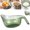 Green, variant on Glass Rice Washer Strainer Bowl with Handle, Fine Drain Holes for Quick Rinsing Rice, Fruit & Veggies
