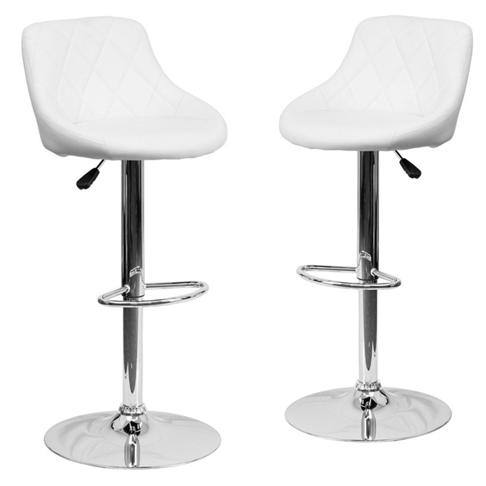 Belleze Set of (2) Modern Adjustable Bar Stool Bucket Seat Swivel