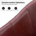 thumbnail image 6 of Tina's Home Genuine Leather Swivel Barrel Chair Modern Upholstered Armchair Solid Wood Base Living Room Burgundy, 6 of 7