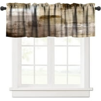 Dark Brown Grey Abstract Valance Curtain Rust Beige Art Painting Modern Watercolor Oil Print Rod Pocket Valance Window Treatments 1 Panel Short Curtains for Kitchen Farmhouse 54 x 18 in