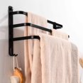 thumbnail image 3 of Soporte para barra de toalla de baño, toallero de tres capas de aluminio negro, colgador de toallero montado en la pared con ganchos, estante de baño y ducha, 3 of 5
