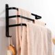 thumbnail image 3 of Soporte para barra de toalla de baño, toallero de tres capas de aluminio negro, colgador de toallero montado en la pared con ganchos, estante de baño y ducha, 3 of 5