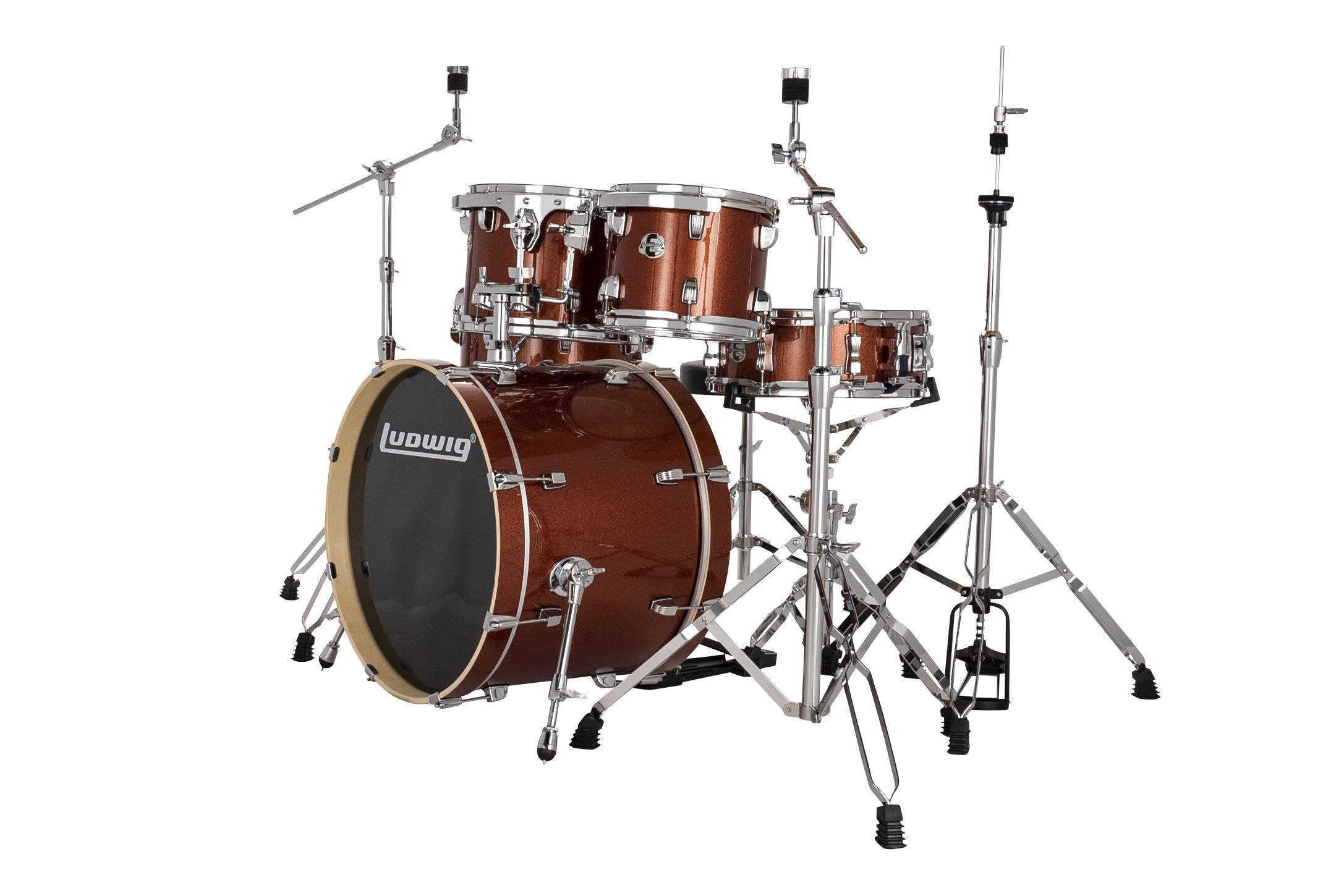 Ludwig Evolution 5-Piece Drum Set w/Hardware, 20" Kick, Copper Sparkle